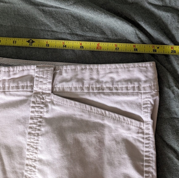 Women's Cream Low Rise 16 Straight Leg Mini Corduroy Pants Pockets Beige Wide - Picture 11 of 12